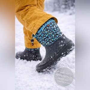 Bogs Kids Boots - Black and Blue Pattern